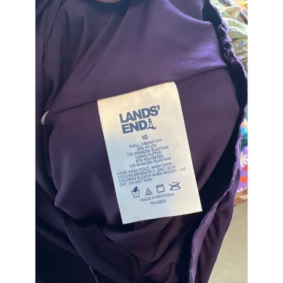 NWT Lands End size 10 dark purple swim dress bathing suit - Picture 4 of 4